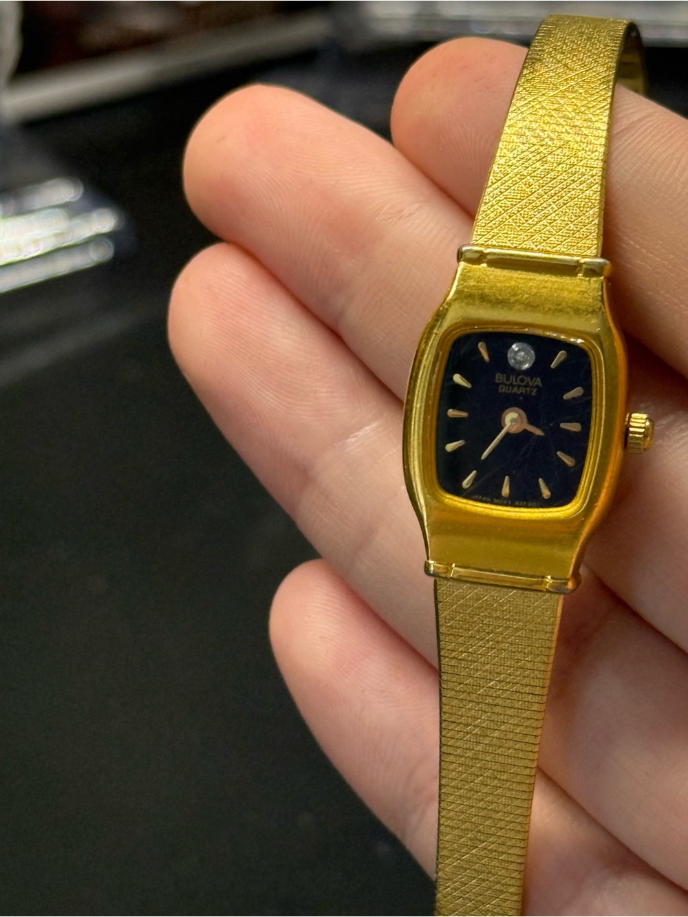 Bulova Gold Tone Women's Watch with Black Dial
